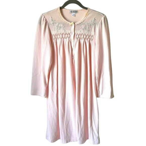 Miss Elaine Soft Flannel Night Gown Womens S Pink Soft Winter Look Warm Cozycore - Picture 1 of 14